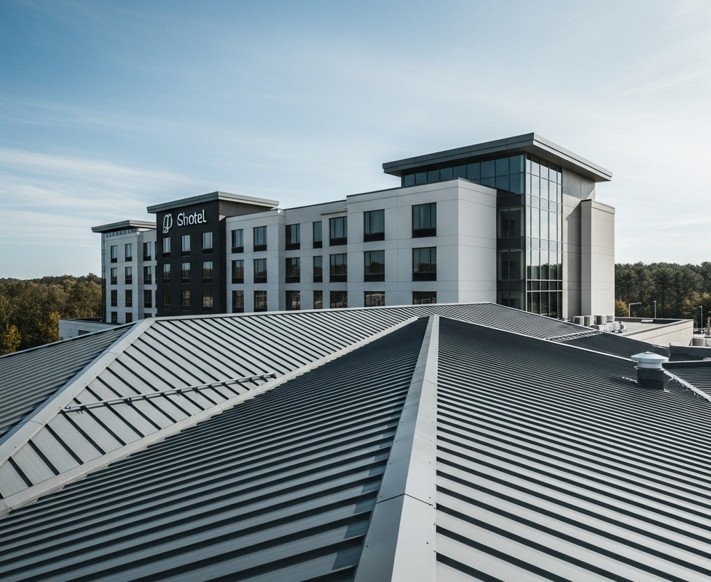 Commercial flat roof on a business property in Southern Wisconsin